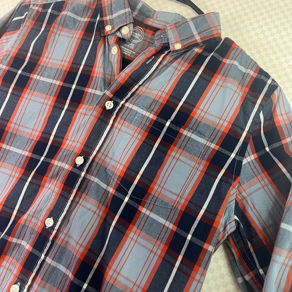 Boys Button Up Shirt XL/XG 14/16 Long Sleeve Wonder Nation 100% Cotton